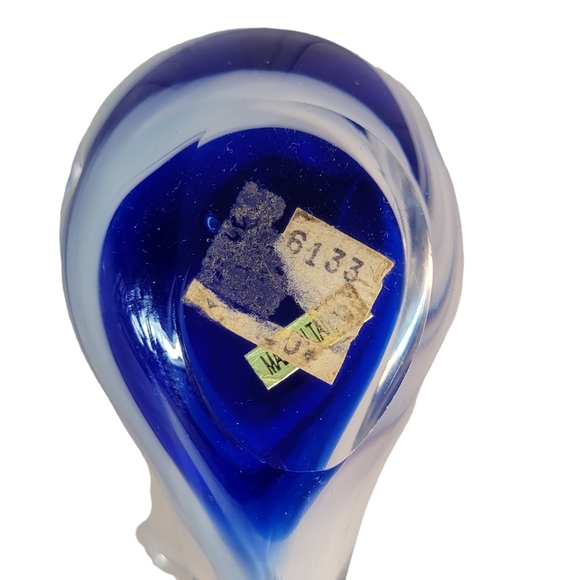 Blown Glass Blue White Decoration Collectible Wale Figurine Vintage Sculpture - Picture 13 of 14